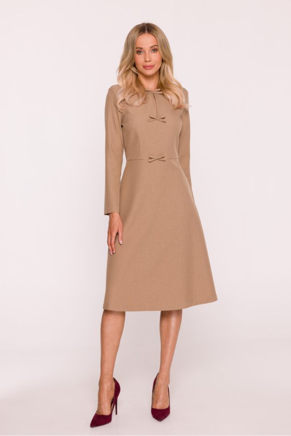 Beige Daydress in Day Dresses with Spandex and Polyester