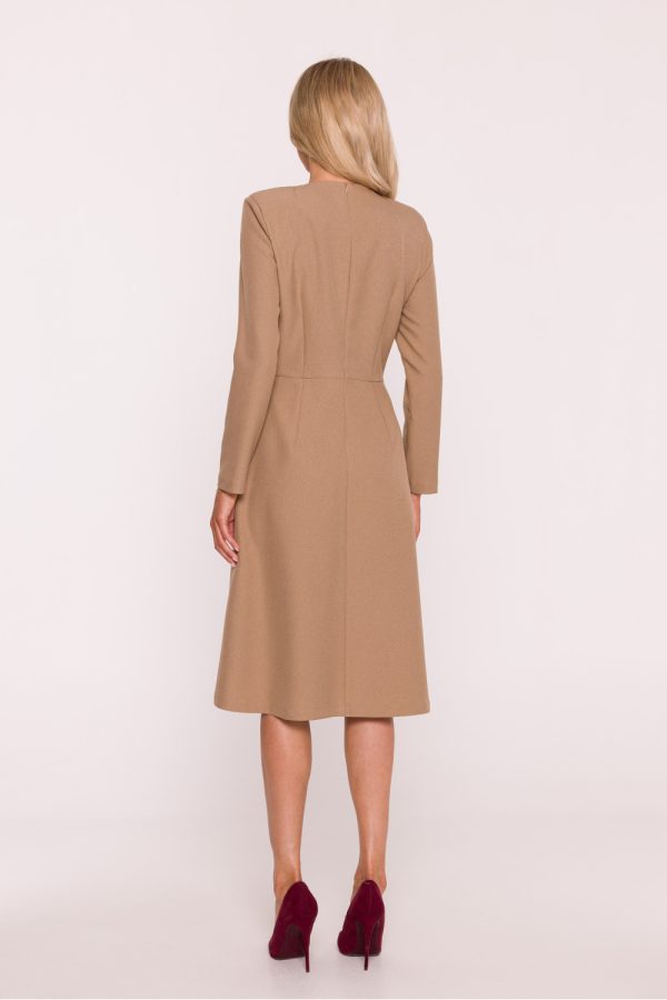 Beige Daydress in Day Dresses with Spandex and Polyester