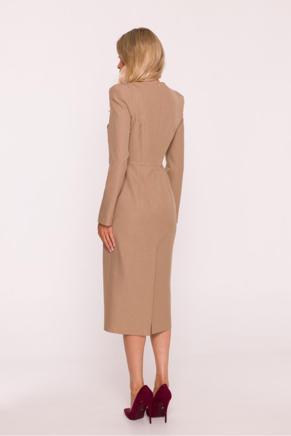 Beige Daydress in Day Dresses with Spandex and Polyester