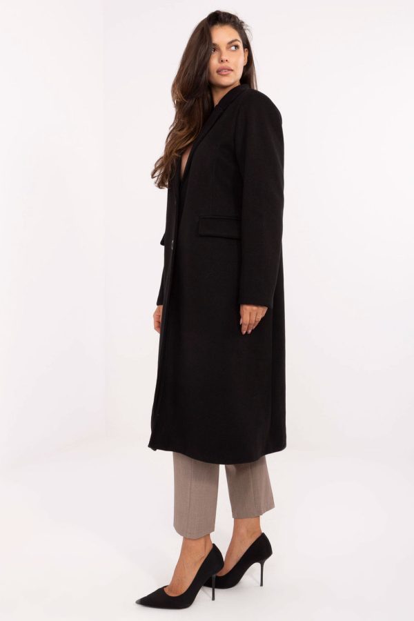 Black Coat in Women`s Coats, Jackets with Polyester