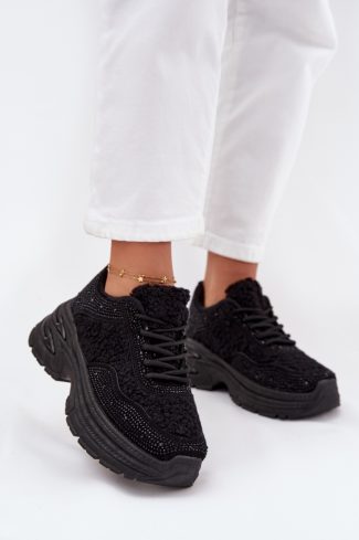 Black Sport Shoes in Women`s Athletic Shoes, Trainers, Sneakers with Fabric, Warmers, Footbed, Upper Height and Platform Height
