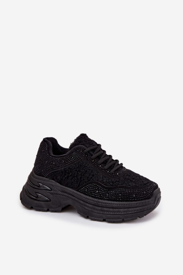 Black Sport Shoes in Women`s Athletic Shoes, Trainers, Sneakers with Fabric, Warmers, Footbed, Upper Height and Platform Height