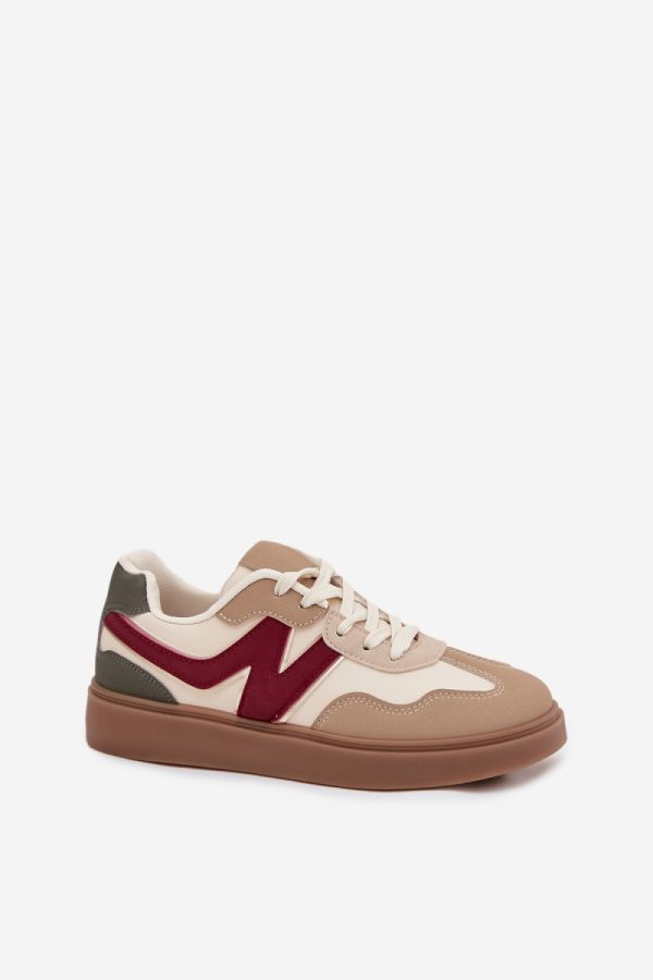 Beige Sport Shoes in Women`s Athletic Shoes, Trainers, Sneakers with Fabric, Footbed, Upper Height and Sole Height
