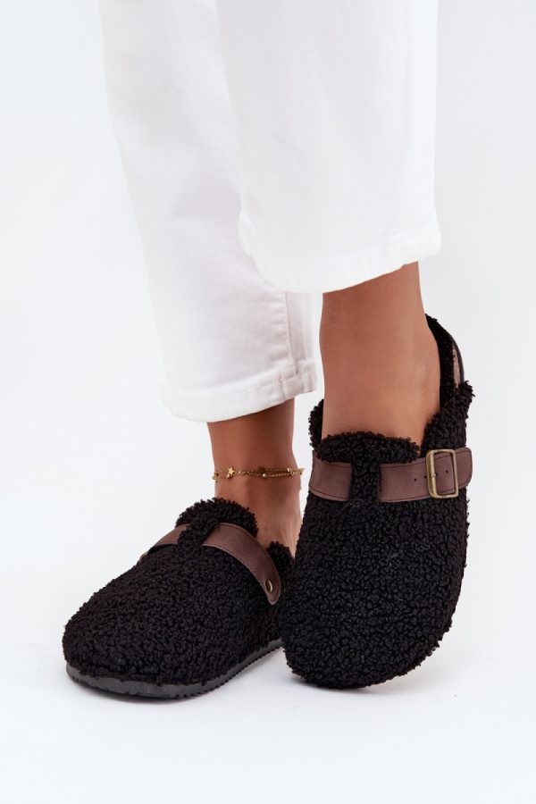 Black Slippers in Slippers For Women with Fabric, Footbed and Sole Height