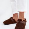 Brown Slippers in Slippers For Women with Fabric, Footbed and Sole Height