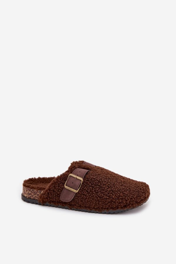Brown Slippers in Slippers For Women with Fabric, Footbed and Sole Height
