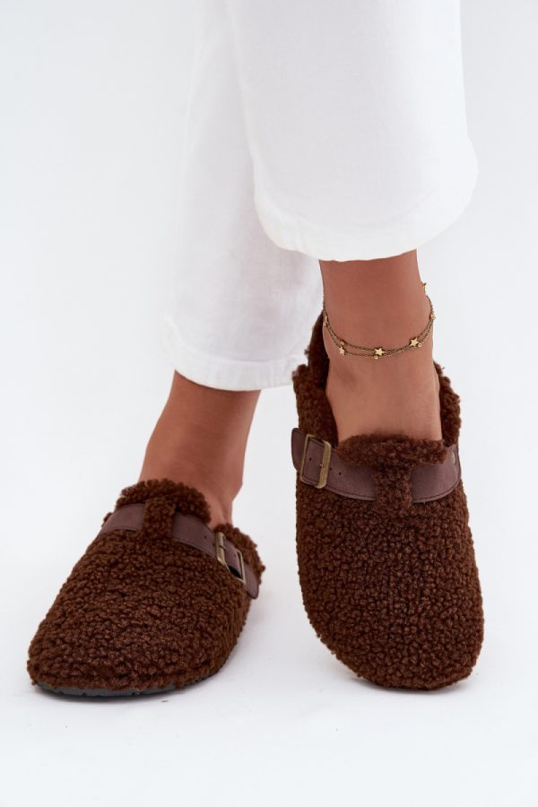 Brown Slippers in Slippers For Women with Fabric, Footbed and Sole Height