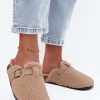 Beige Slippers in Slippers For Women with Fabric, Footbed and Sole Height