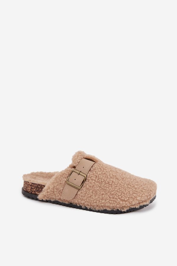 Beige Slippers in Slippers For Women with Fabric, Footbed and Sole Height