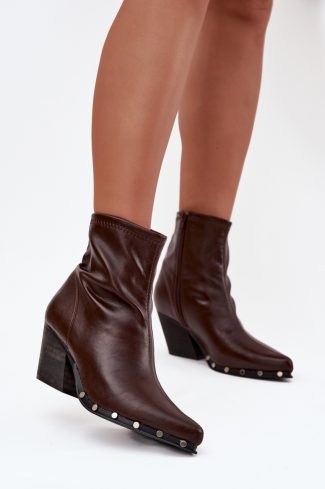 1091707.jpg Brown Heel Boots in Women`s Ankle Boots & Booties with Fabric, Footbed, Upper Height and Heel Height
