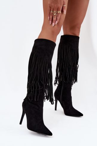 1091752.jpg Black Heel Boots in Over The Knee High Boots, Thigh High Boots with Fabric, Footbed, Upper Height and Heel Height