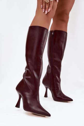 Red Heel Boots in Over The Knee High Boots, Thigh High Boots with Fabric, Footbed, Upper Height and Heel Height
