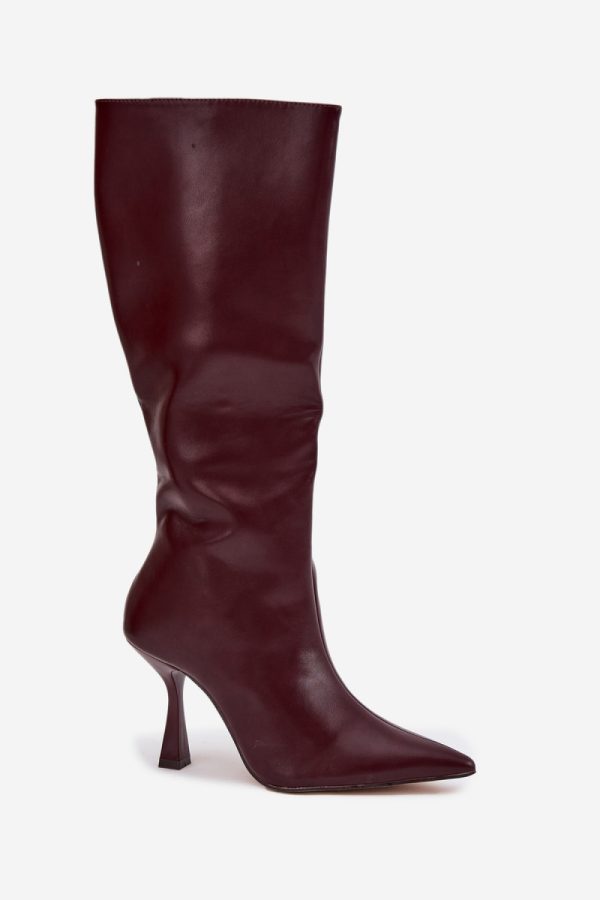 Red Heel Boots in Over The Knee High Boots, Thigh High Boots with Fabric, Footbed, Upper Height and Heel Height