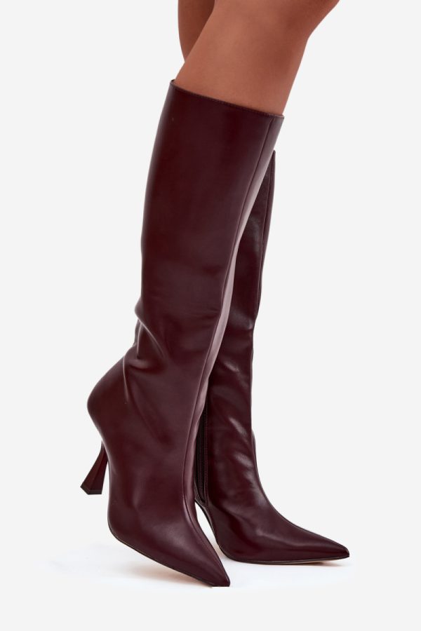 Red Heel Boots in Over The Knee High Boots, Thigh High Boots with Fabric, Footbed, Upper Height and Heel Height