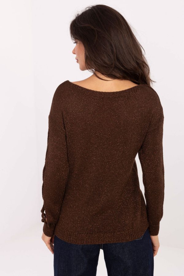 Brown Jumper in Sweaters, Pullovers, Jumpers, Turtlenecks, Boleros, Shrugs with Metallic Yarn and Viscose