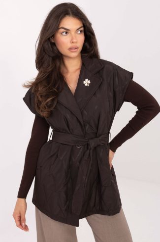 1091834 Brown Gilet in Women`s Coats, Jackets with Polyester