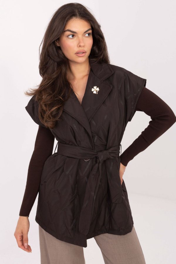 Brown Gilet in Women`s Coats, Jackets with Polyester