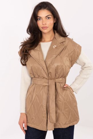 1091840 Brown Gilet in Women`s Coats, Jackets with Polyester