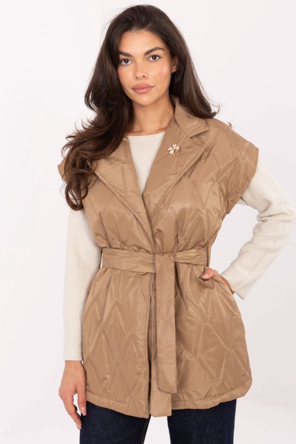 Brown Gilet in Women`s Coats, Jackets with Polyester