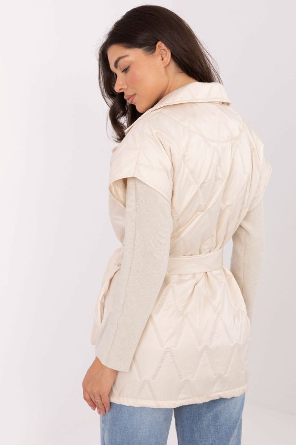 Beige Gilet in Women`s Coats, Jackets with Polyester