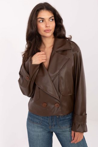 Brown Coat in Women`s Coats, Jackets with Polyurethane and Polyester