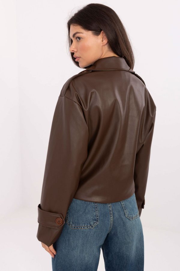 Brown Coat in Women`s Coats, Jackets with Polyurethane and Polyester