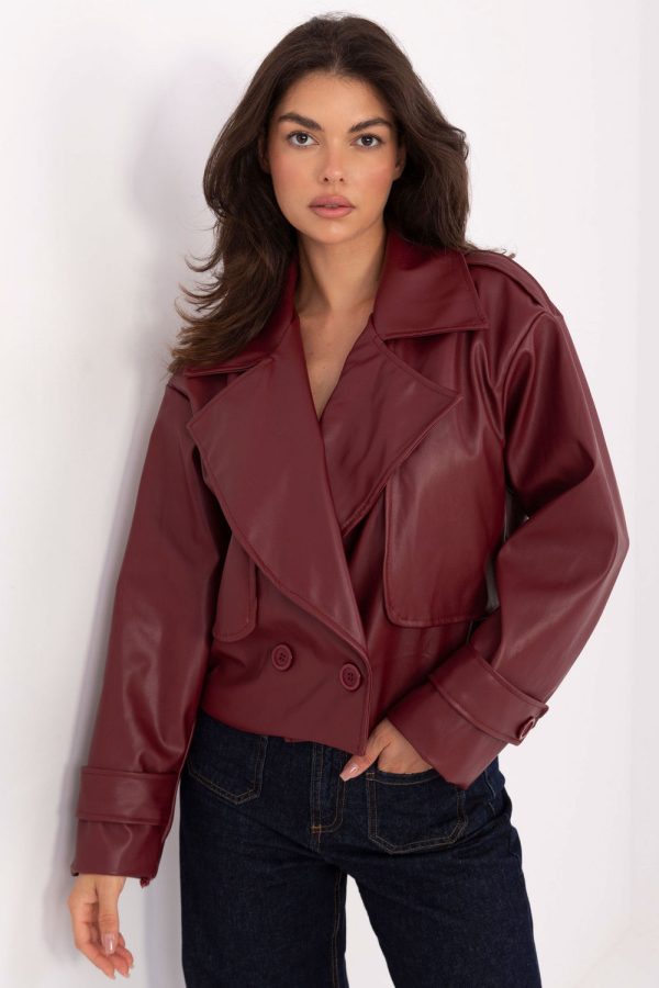 Red Coat in Women`s Coats, Jackets with Polyurethane and Polyester