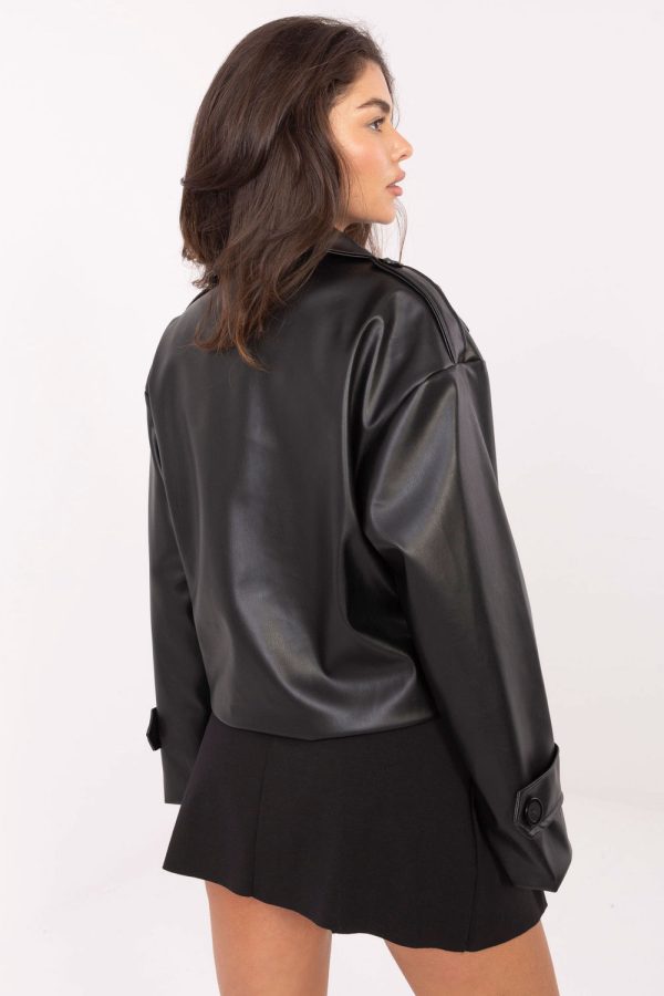 Black Coat in Women`s Coats, Jackets with Polyurethane and Polyester