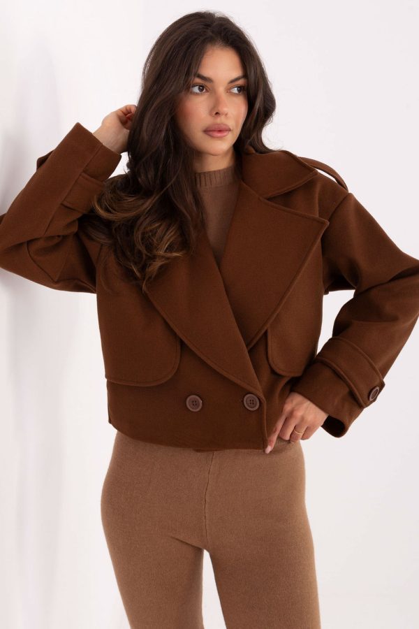 Brown Coat in Women`s Coats, Jackets with Polyester