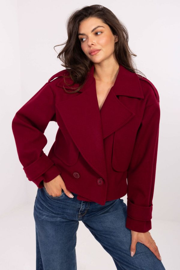 Red Coat in Women`s Coats, Jackets with Polyester