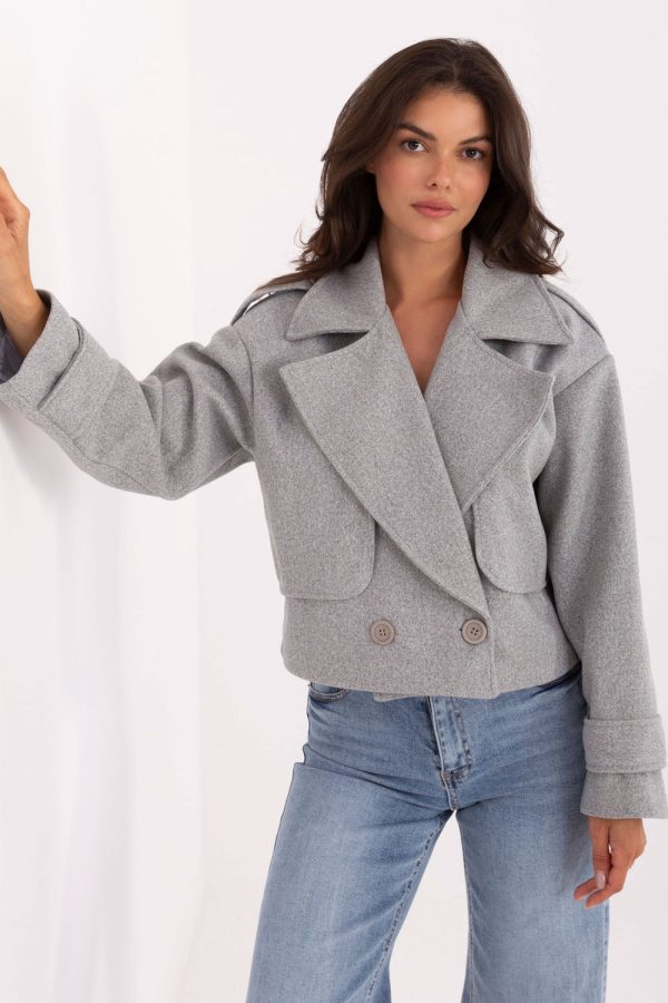 Grey Coat in Women`s Coats, Jackets with Polyester