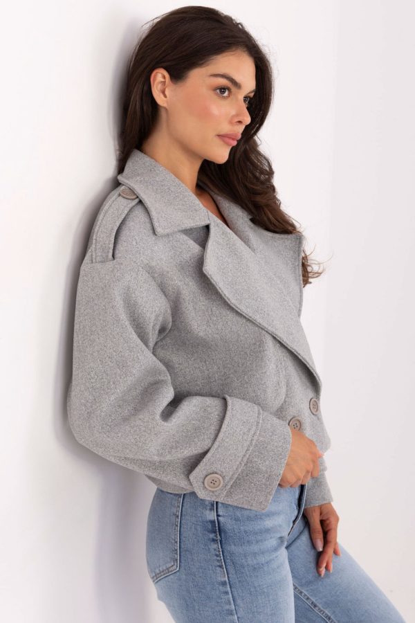 Grey Coat in Women`s Coats, Jackets with Polyester