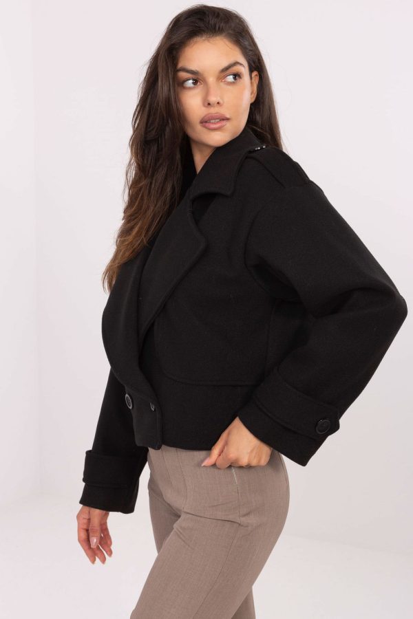 Black Coat in Women`s Coats, Jackets with Polyester