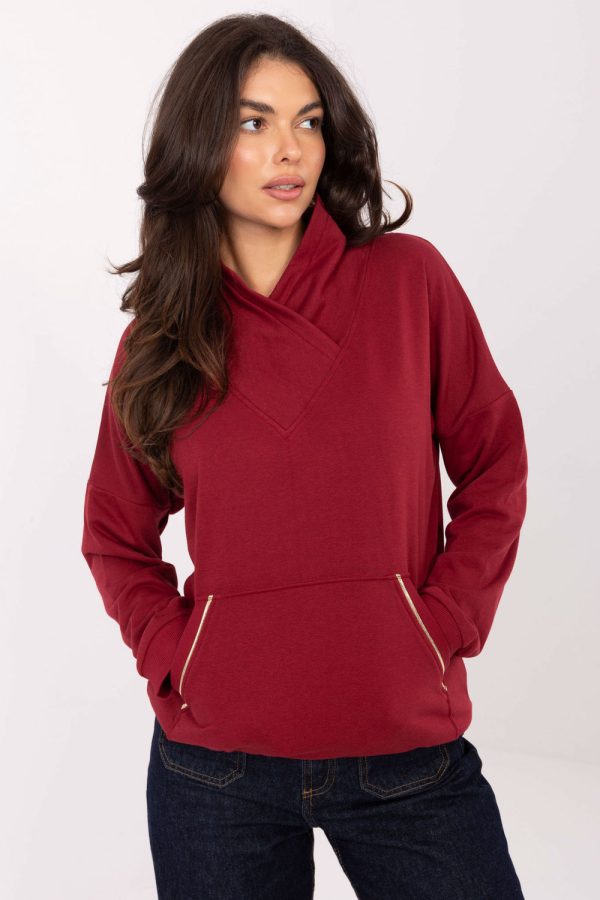 Red Sweatshirt in Sweatshirts For Women with Cotton and Spandex