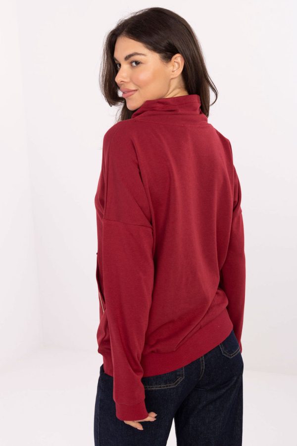 Red Sweatshirt in Sweatshirts For Women with Cotton and Spandex
