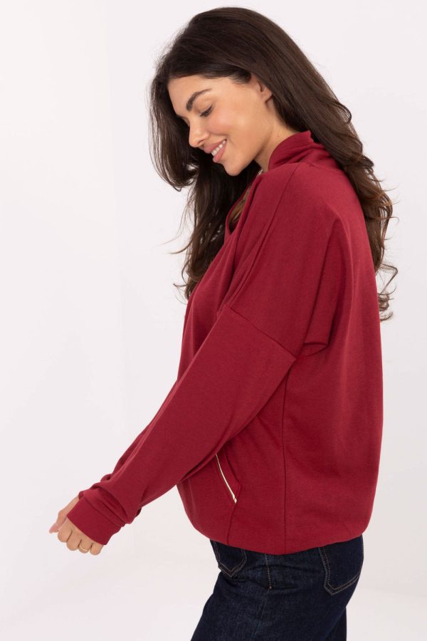 Red Sweatshirt in Sweatshirts For Women with Cotton and Spandex