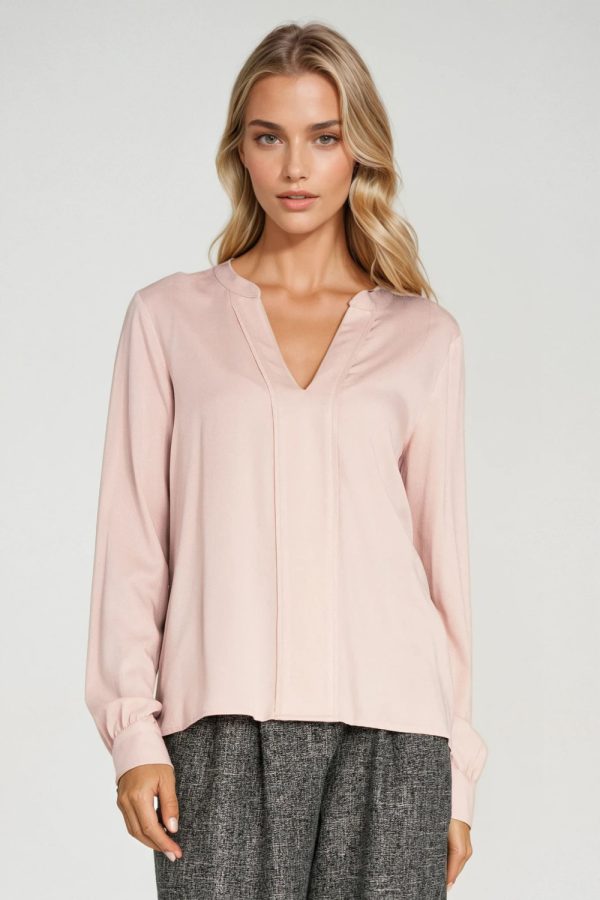 Beige Long Sleeve Shirt in Shirts For Women with Viscose
