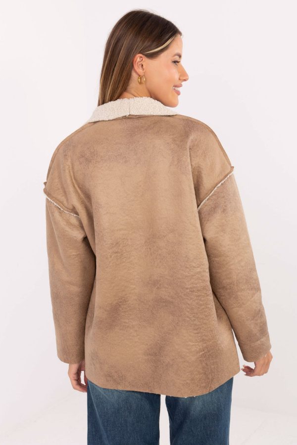Beige Jacket in Women`s Coats, Jackets with Polyester