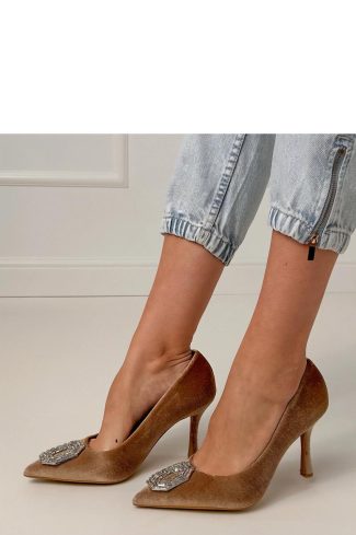 1092225 Brown High Heels....Fabric, Footbed and Heel Height