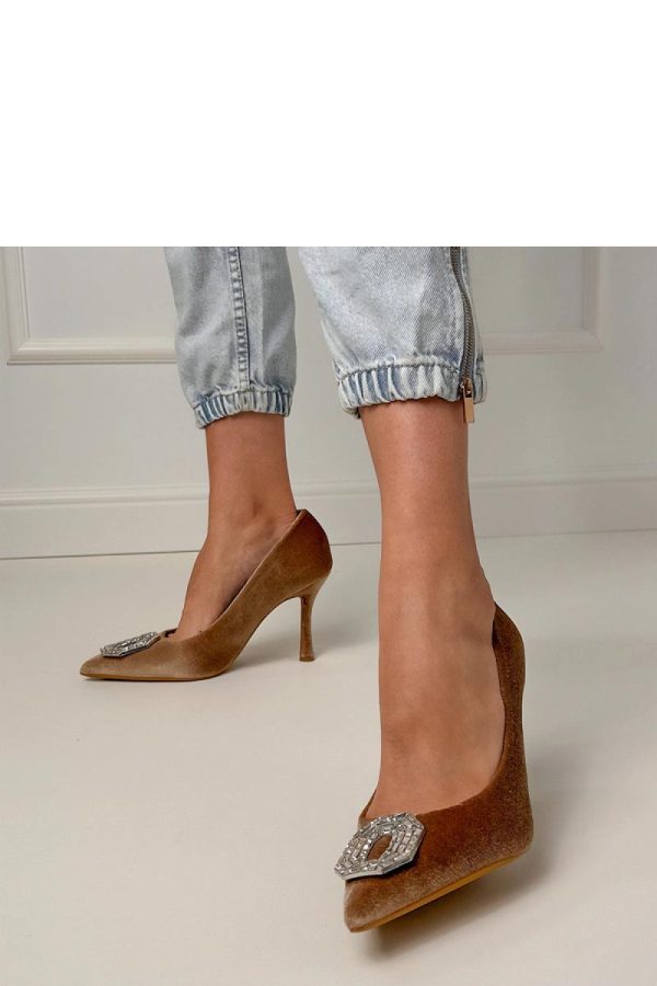 Brown High Heels....Fabric, Footbed and Heel Height