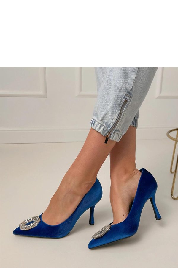 Navy Blue High Heels...Fabric, Footbed and Heel Height
