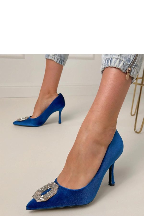 Navy Blue High Heels...Fabric, Footbed and Heel Height