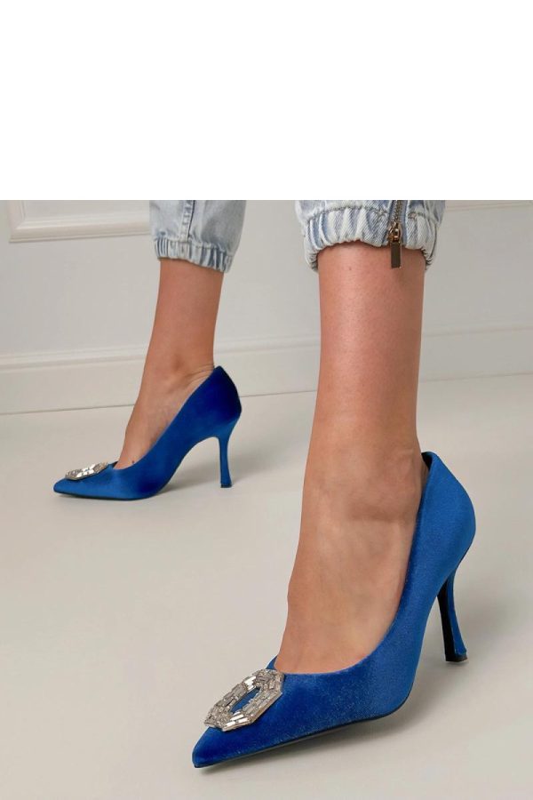 Navy Blue High Heels...Fabric, Footbed and Heel Height