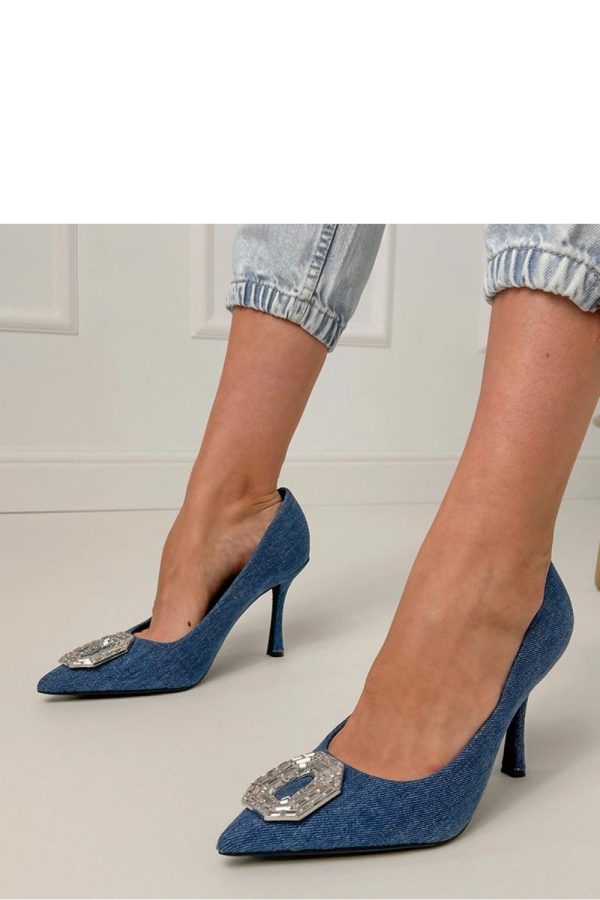 Blue High Heels....Fabric, Footbed and Heel Height