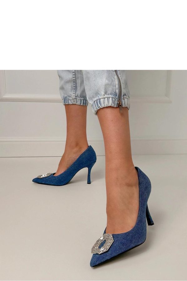 Blue High Heels....Fabric, Footbed and Heel Height