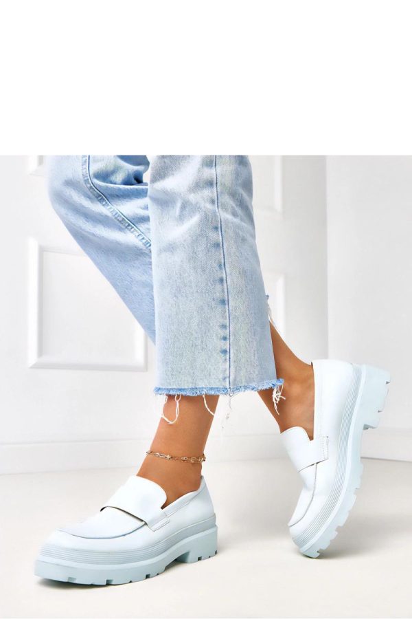 Blue Mocassin in Moccasins, Loafers with Fabric, Footbed and Heel Height
