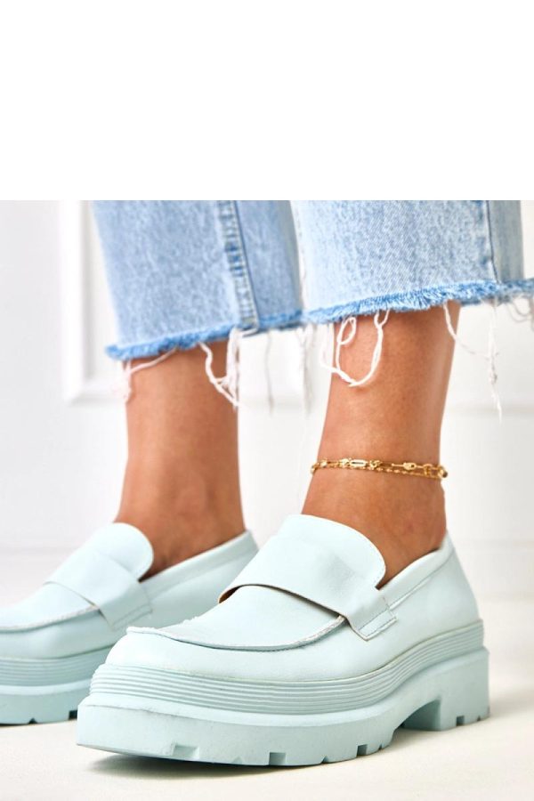 Blue Mocassin in Moccasins, Loafers with Fabric, Footbed and Heel Height