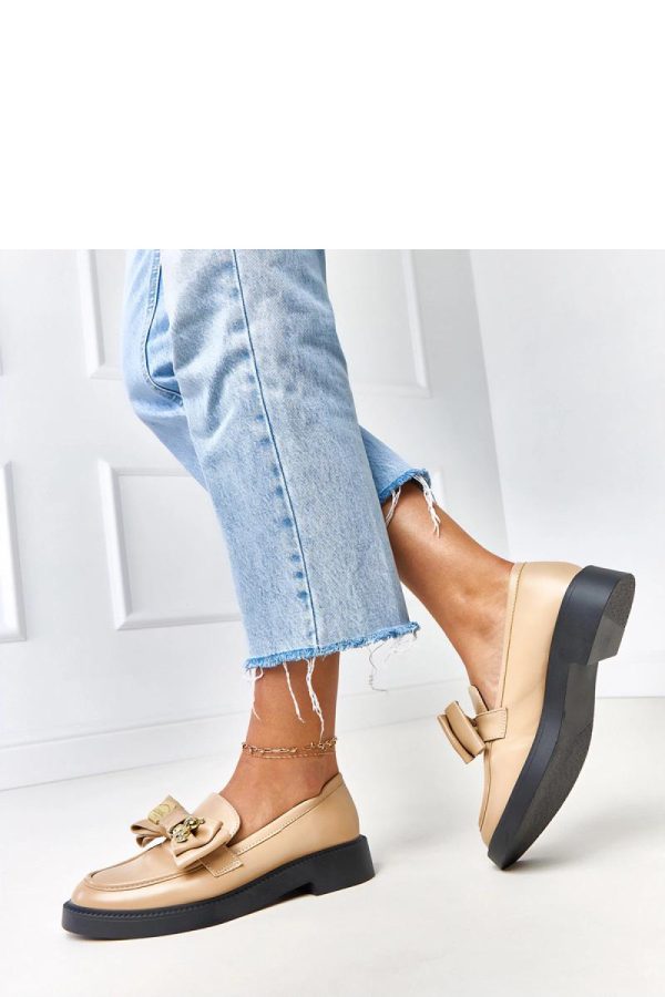 Beige Mocassin in Moccasins, Loafers with Fabric, Footbed and Heel Height