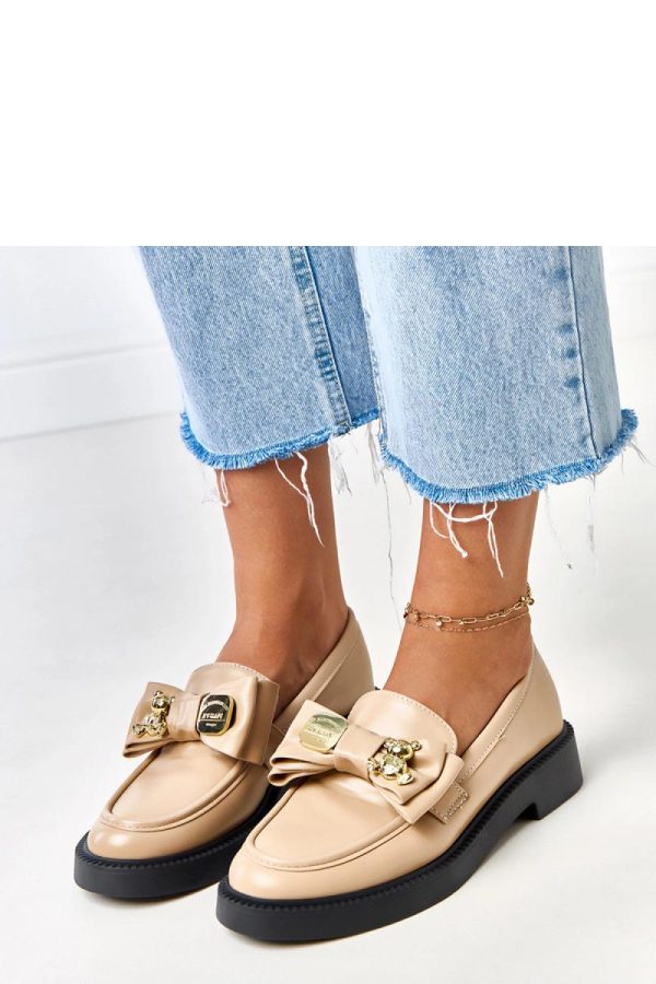 Beige Mocassin in Moccasins, Loafers with Fabric, Footbed and Heel Height