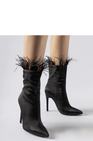 1092273 Black Heel Boots in Women`s Ankle Boots & Booties with Fabric, Footbed, Upper Height and Heel Height